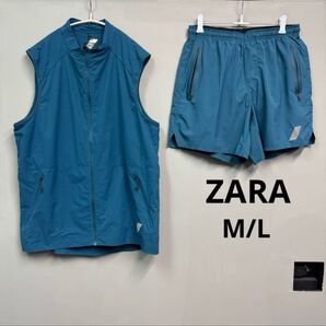 ZARA メンズ アスレチックス セットアップ スポーツウェア ナイロン パンツ