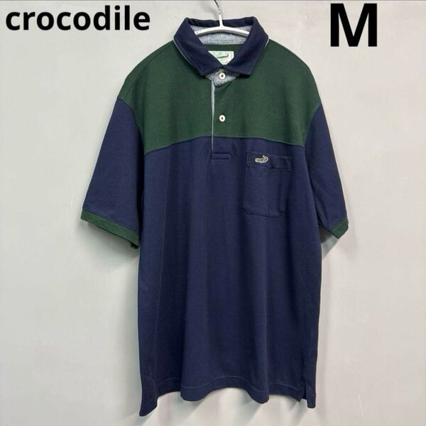 クロコダイル 半袖 ポロシャツ ネイビー M トップス Tシャツ