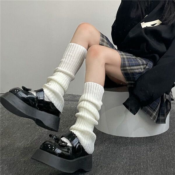 レッグウォーマー ルーズソックス コスプレ ホワイト JK 制服 70cm