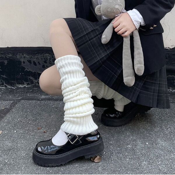 レッグウォーマー ルーズソックス コスプレ ホワイト JK 制服 40cm