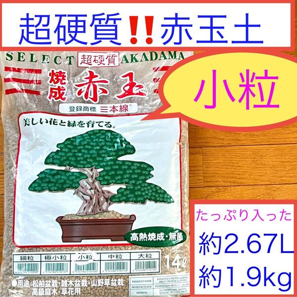 【超硬質!!】三本線の赤玉土・小粒 約2.67L★