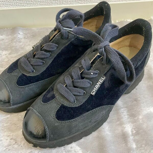 CHANEL スニーカー スエード ベロア 96P ココマーク 36 23㎝