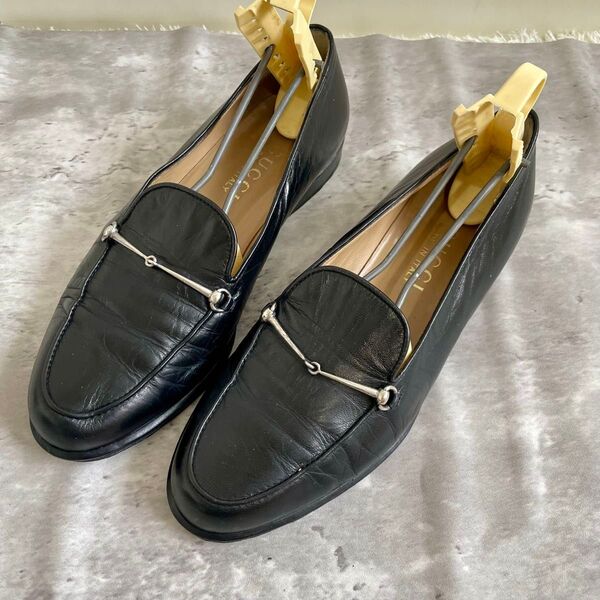 GUCCI ホースビット ローファー シルバー ブラック 35 22.5㎝ 革靴