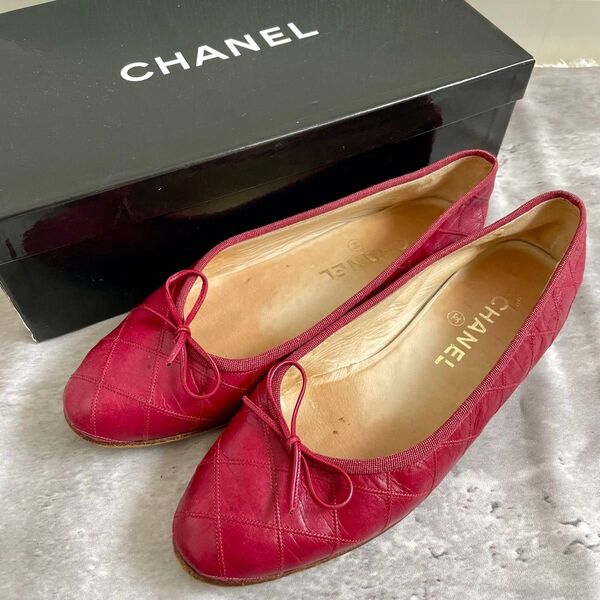 CHANEL バレエシューズ パンプス リボン フラット 36 23㎝