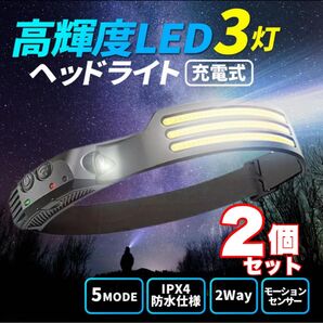ヘッドライト 2個セット 充電式 超強力 led ヘッドランプ センサー付 軽量
