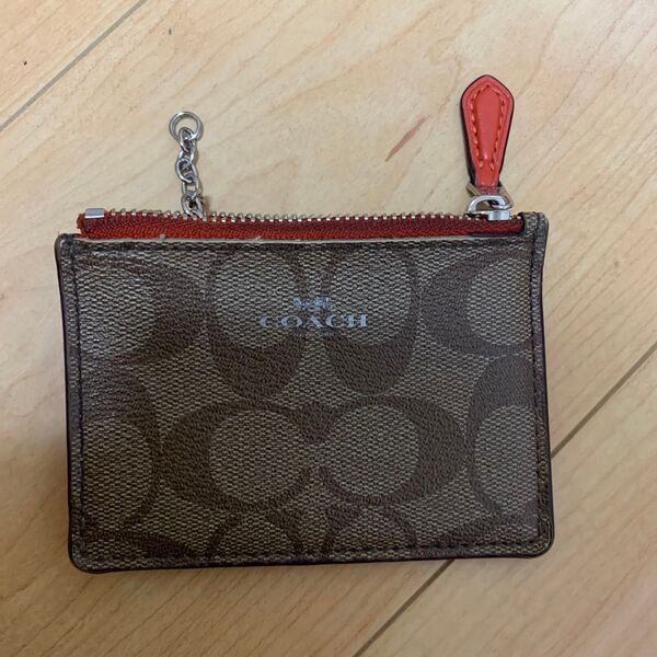 【中古品訳あり】COACH コーチ コインケース 小銭入れ パスケース 定期入れ ベージュ×ピンク