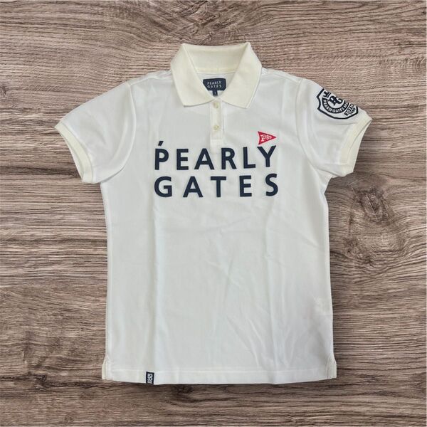 PEARLY GATES ゴルフウェア ロゴ入り ホワイトポロシャツ