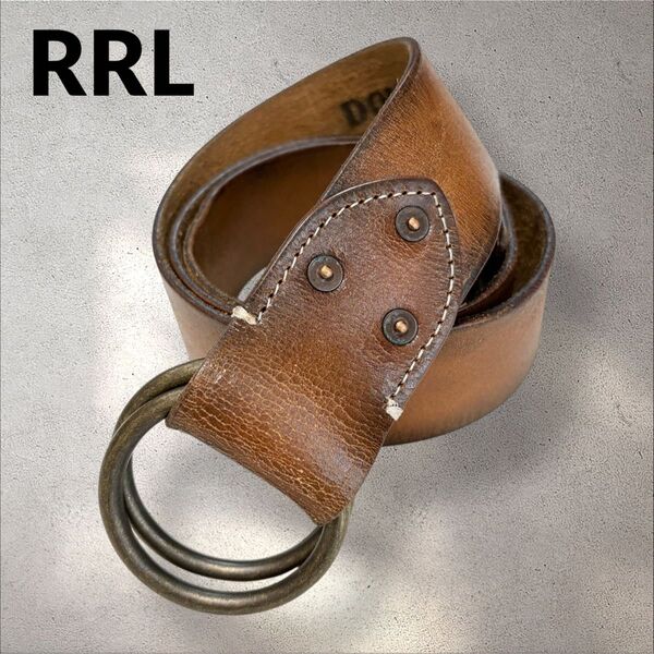 RRL DOUBLE RL ダブルアールエル ダブルリング レザーベルト 30 ブラウン イタリア製 レザー ブランド