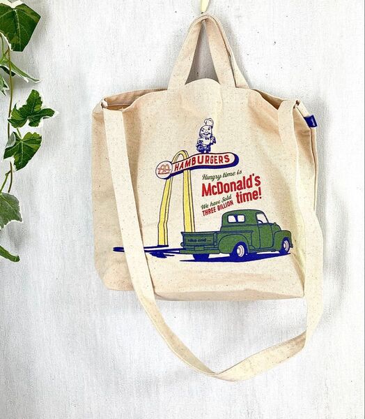 【美品】2020年/マクドナルド/niko and…コラボ2wayトートバック/ ニコアンド/アメリカンプリント/トート