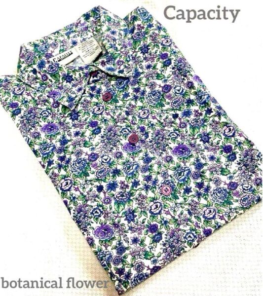 美品【CAPACITY】インポート♪小花柄/ストレッチ シャツ/花柄 ブラウス/M〜L/リバティ/花柄シャツ/ストレッチブラウス