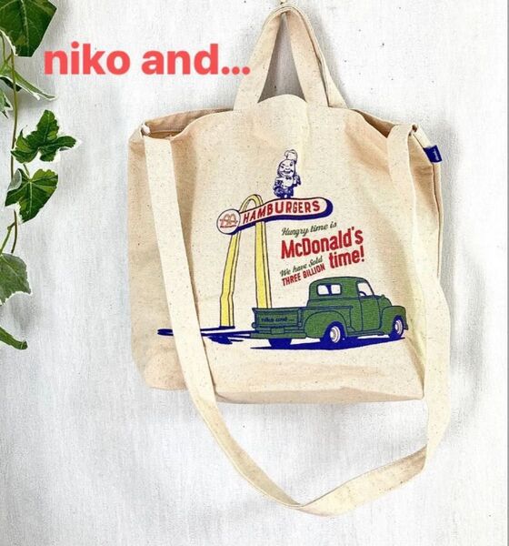 【美品】2020年/マクドナルド/niko and…コラボ2wayトートバック/ ニコアンド/アメリカンプリント/トート