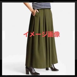【UNIQLO/ユニクロ】ドレープイージースカンツ/ガウチョパンツ/ワイドパンツ/スカンツ/カーキ/S/ガウチョ/スカンツ