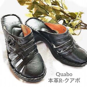 【本革R-クアボ】ふわふわ♪本革レザー/フラワーモチーフ サボサンダル/サンダル/サボ/24.5/ レザー 本革