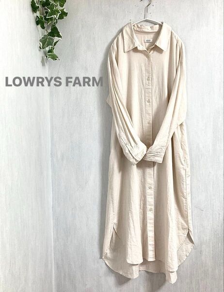 【LOWRYS FARM/ローリーズファーム】ナチュラル リネン混♪マキシワンピース/シャツワンピース/ロングワンピース/Fサイズ