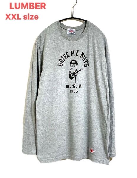 【LUMBER/ランバー】大きいサイズ/XXL/アメリカン ピーナッツ プリント ロングTシャツ/3L/コットンTシャツ/アメカジ