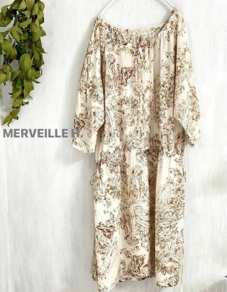 【MERVEILLE H. メルベイユアッシュ】ボタニカル柄♪可憐な チュニック ブラウス/ワンピース/ナチュラル/シャツワンピ