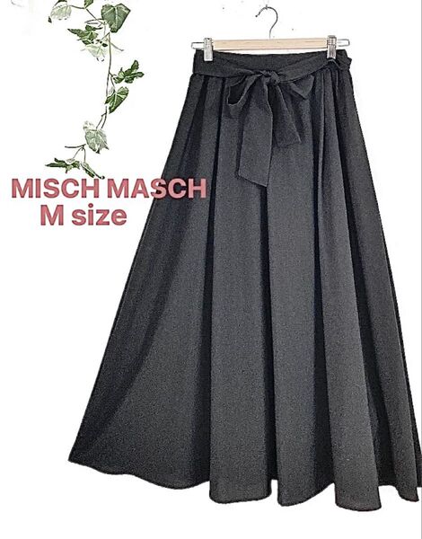 【MISCH MASCH/ミッシュマッシュ】ふんわり♪リボン付 ロングスカート/Мサイズ/裏地あり/とろみ素材/たっぷりギャザー