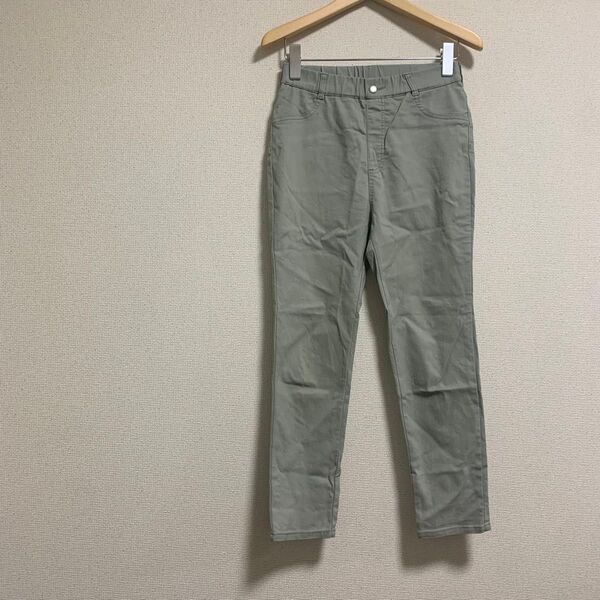 GU ジーユー スーパーストレッチクロップドレギンスパンツ グリーン M コットン