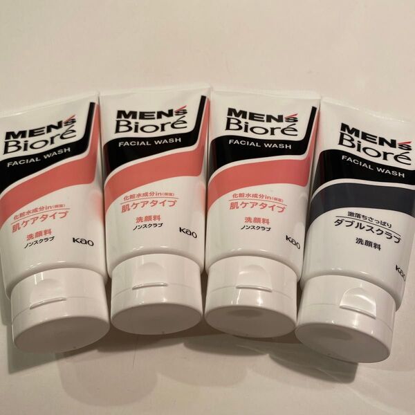 MEN'S Biore 洗顔料 肌ケアタイプ 3本 + ダブルスクラブ 1本