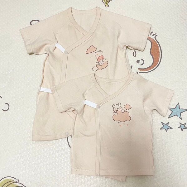 ディズニーベビー 肌着 2点セット ベージュ プーさん 新生児