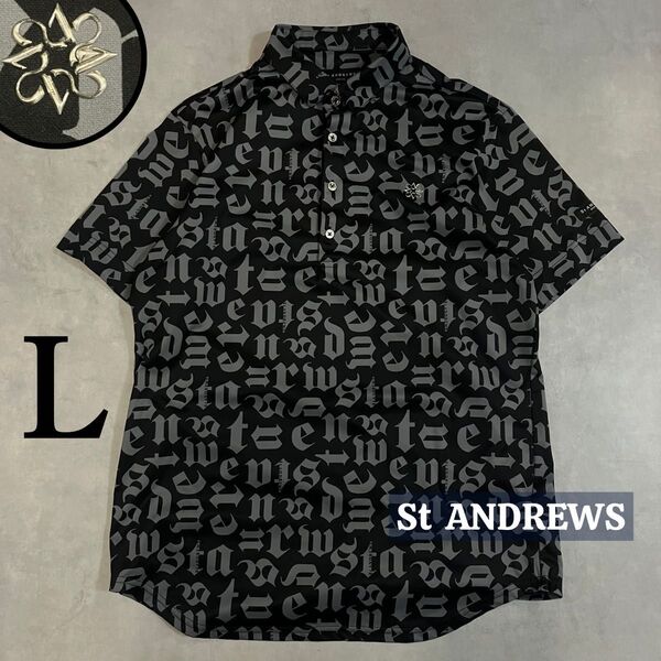 St ANDREWS セントアンドリュース ポロシャツゴルフウェア 総柄 ロゴ