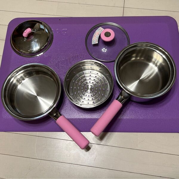 アサヒ軽金属 プリンセス鍋2個セット フタと蒸し器付き
