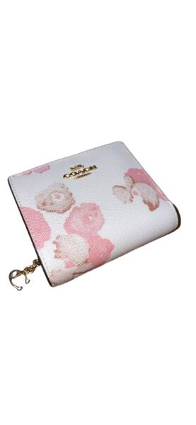 COACH 二つ折り財布 ピンク 花柄