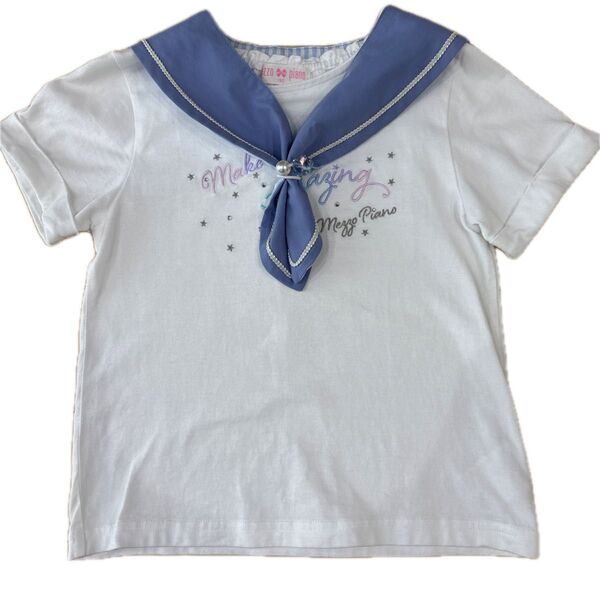 mezzo piano メゾピアノ 半袖Tシャツ セーラーカラー風 130