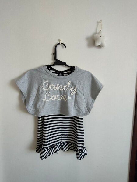 キッズ ワンピース ボーダー Tシャツ セット 100 カットソー 半袖