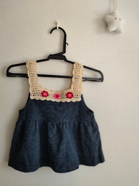 ベビー服 ベスト ワンピース チュニック トップス 刺繍 90