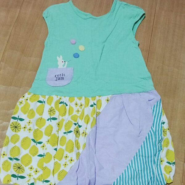 petit jam ノースリーブワンピース 130cm レモン柄