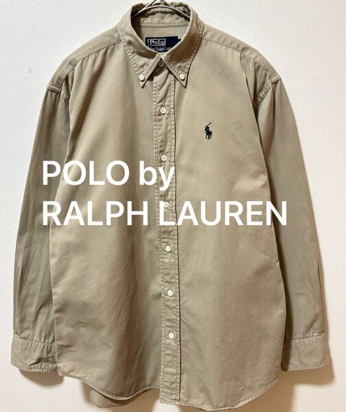 POLO by RALPH LAUREN ラルフローレン ポニー刺繍ロゴ 長袖無地シャツ ベージュ系長袖シャツ