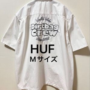 HUF ハフ Worldwide 刺繍ロゴ ワークシャツ 開襟シャツ オーバーサイズシャツ