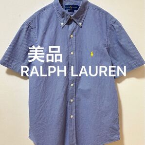 美品 RALPH LAUREN ラルフローレン ポニー刺繍 ギンガムチェック 半袖シャツボタンダウンシャツ クラシックフィット