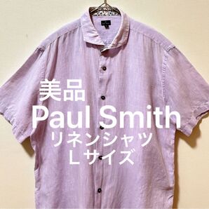 美品 Paul Smith ポールスミス リネンシャツ 無地半袖シャツ
