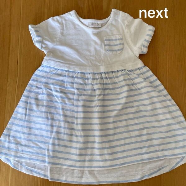 next baby ネクスト ボーダー ワンピース 6-9mth子供服 半袖ワンピース 女の子