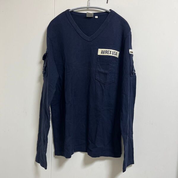 AVIREX USA 長袖Tシャツ ネイビー Lサイズ