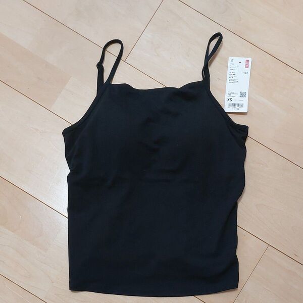 ユニクロ UNIQLO コットンレーヨン ローバック ブラキャミソール ブラック XS