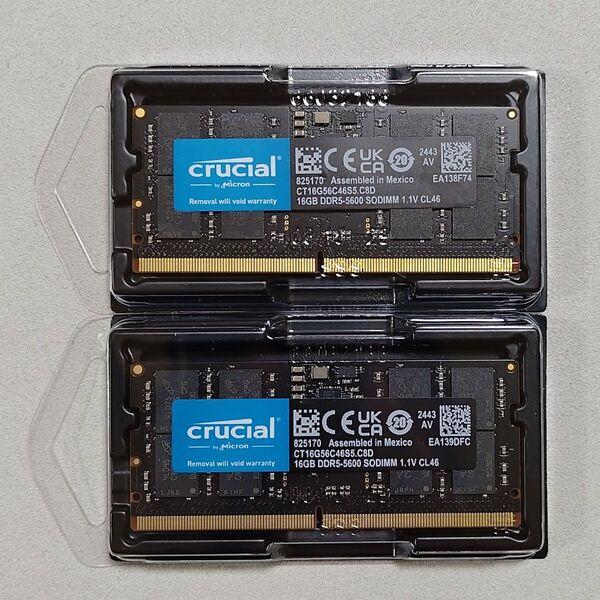 新品未使用☆Crucial DDR5-5600 16GB 2枚組 計32GB SODIMM ノートPC用