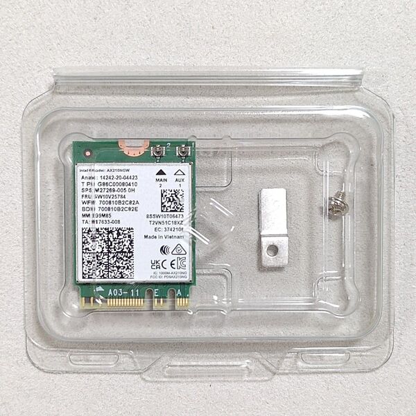 新品未使用☆Intel AX210NGW Wi-Fi 6E Bluetooth 5.3 M.2 無線LANカード 802.11ax