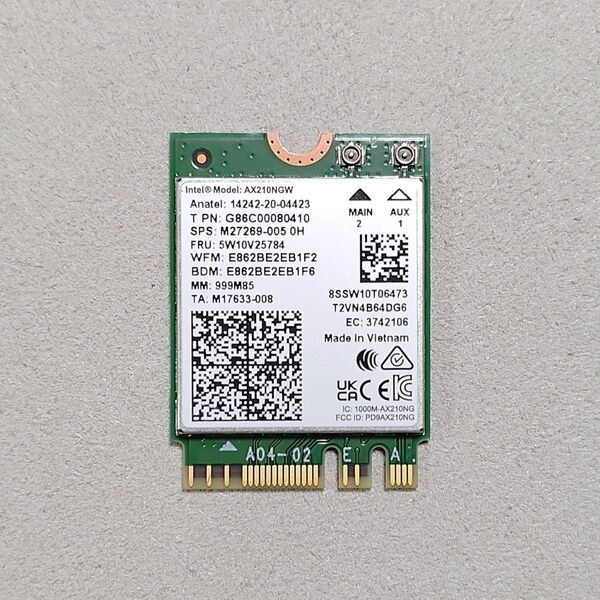 新品未使用☆Intel AX210NGW Wi-Fi 6E Bluetooth 5.3 M.2 無線LANカード 802.11ax