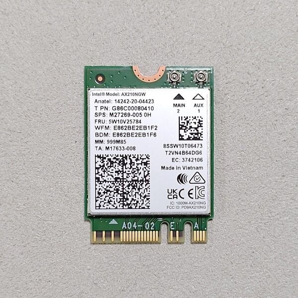 新品未使用☆Intel AX210NGW Wi-Fi 6E Bluetooth 5.3 M.2 無線LANカード 802.11ax