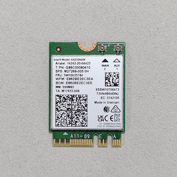 新品未使用☆Intel AX210NGW Wi-Fi 6E Bluetooth 5.3 M.2 無線LANカード 802.11ax