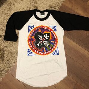 希少 未使用 ロックTシャツ M キッス KISS 7分袖シャツ rock and roll over /wall of fame