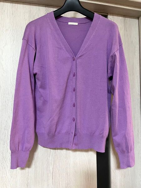 GU カーディガン.*薄紫 purple 薄手カーデ 羽織り 春秋 ニット UNIQLO トップス