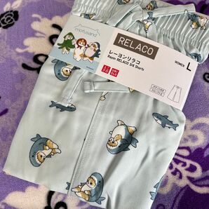 ユニクロ mofusand レーヨンリラコ コラボ サメにゃん モフサンド ブルー ルームウェア UNIQLO Lサイズ 青系