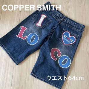 *COPPER SMITH:ウエスト64㎝:カラフルロゴのデニムのハーフパンツ*