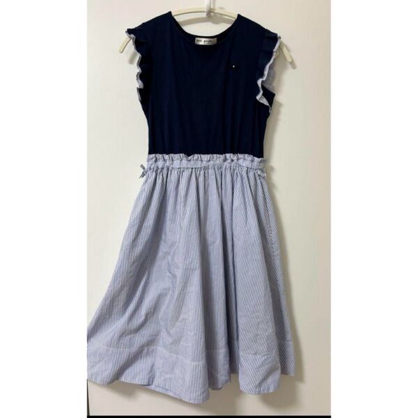 pom ponette junior ポンポネット フリル袖ドッキングワンピース