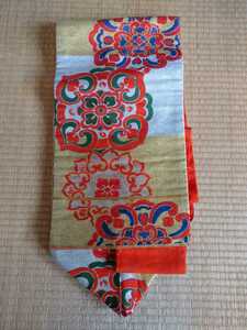即決!名古屋お祝い柄帯赤金糸銀糸刺繍