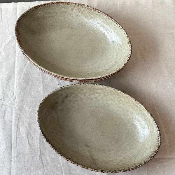 【2枚】新品 日本製 美濃焼 オーバル 楕円皿 深皿 パスタ皿 カレー皿 灰釉